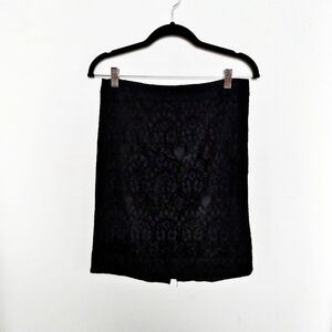 J Crew Factory Black Lace Pencil Skirt Size 4